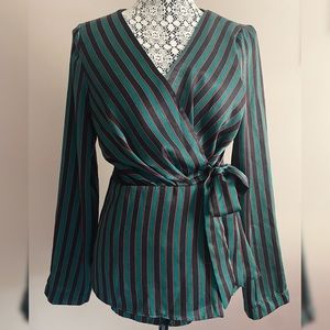 Striped Zara Satin Wrap Top